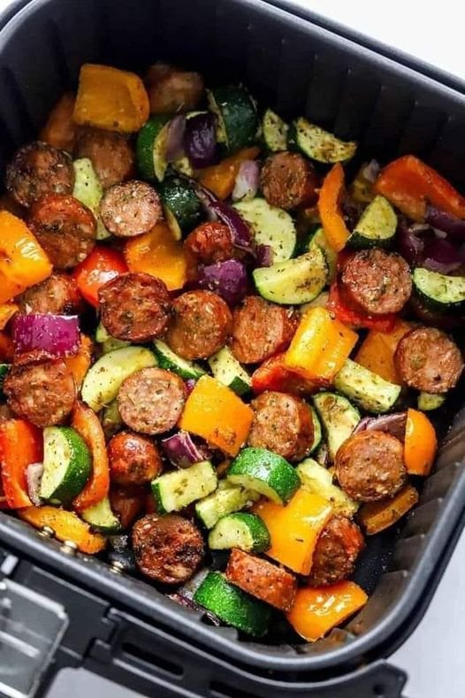 Air-Fried Chicken Sausage and Veggies in 10 Minutes”