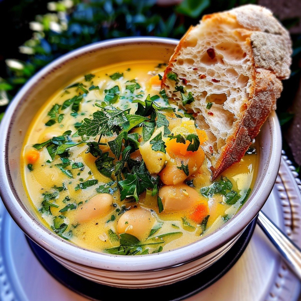 Creamy Vegan White Bean Soup with Fresh Herbs