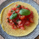 Chickpea Pancake with Tomatoes