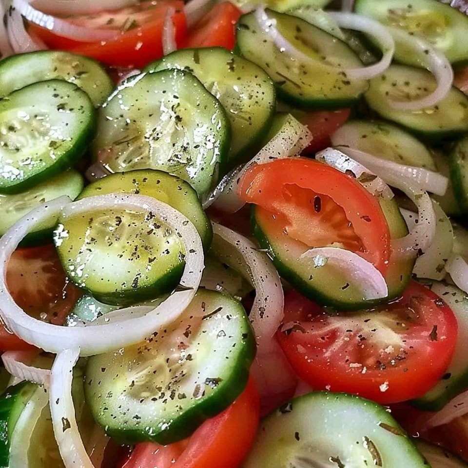 Marinated Cucumbers, Onions and Tomatoes