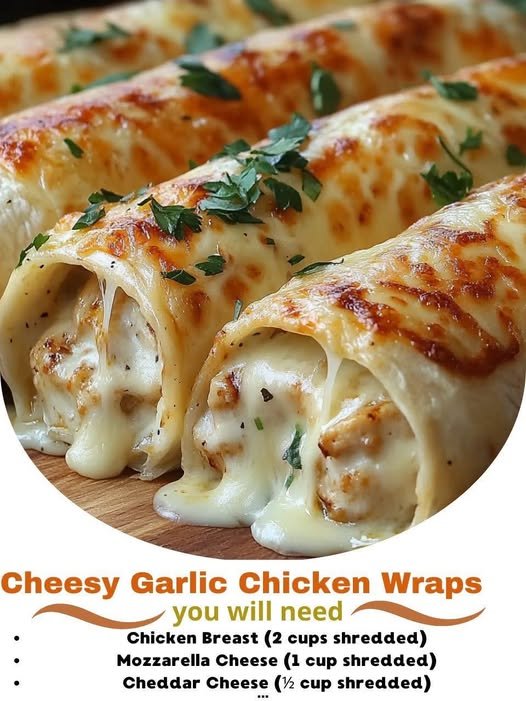 🥙 Mediterranean Cheesy Garlic Chicken Wraps