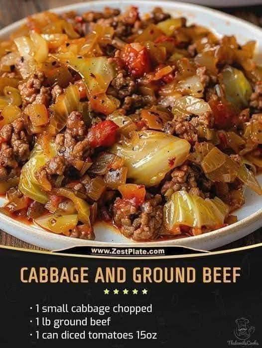 Ground Beef and Chopped Cabbage Skillet