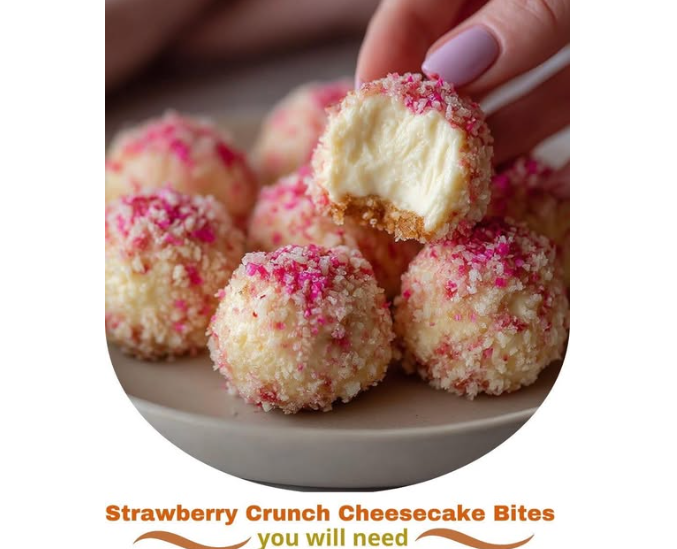 Mediterranean Strawberry Crunch Cheesecake Bites