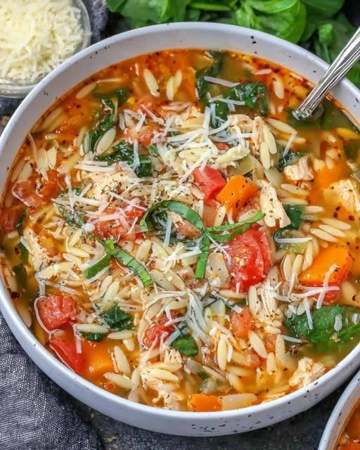 Mediterranean Chicken Orzo Soup