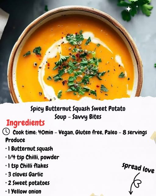 Spicy Butternut Squash Sweet Potato Soup