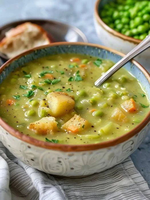 Creamy Vegan Pea Soup — Comfort in Every Spoonful! 💚✨