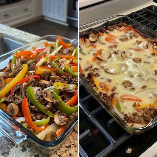 Keto Philly Cheesesteak Casserole