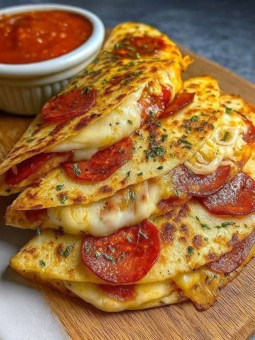 Keto Pepperoni Pizza Quesadillas