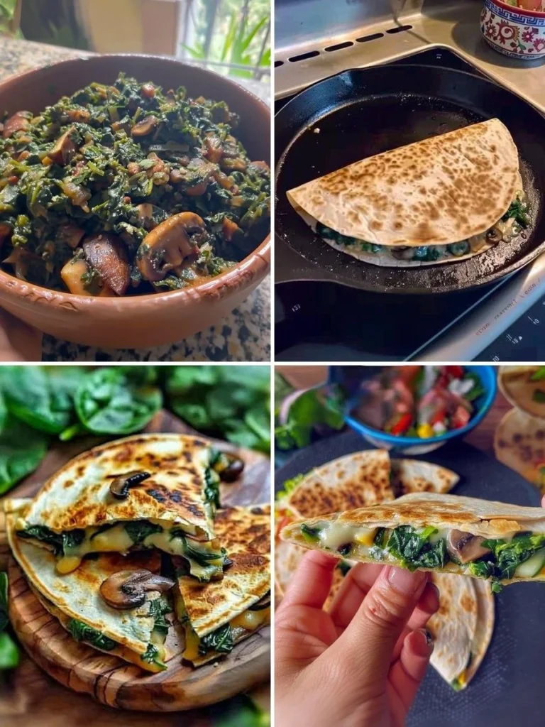 Vegan Mushroom & Spinach Quesadillas