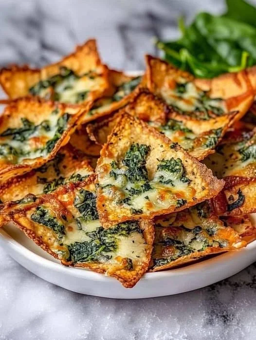 Vegan Spinach & Cheese Wonton Chips