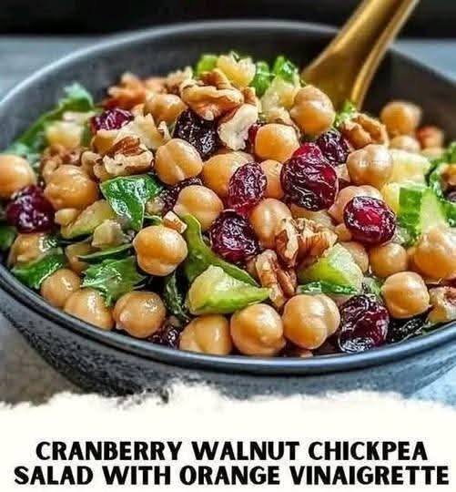 Anti-Inflammatory Cranberry Walnut Chickpea Salad with Orange Vinaigrette