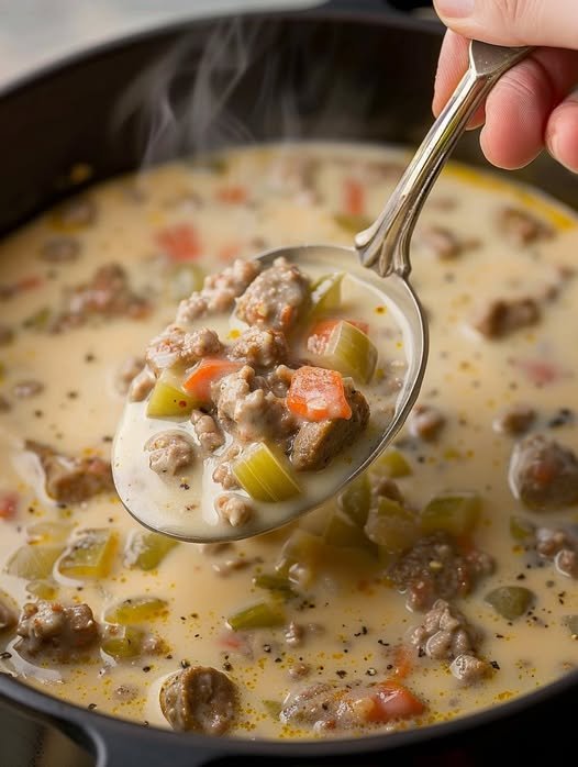 Keto Cauliflower & Hamburger Soup