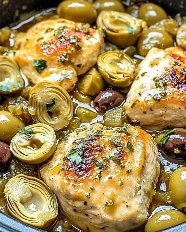 Mediterranean Lemon Chicken with Artichokes & Olives