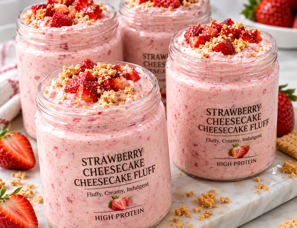 Strawberry Cheesecake Fluff – High Protein, Creamy & Low-Carb Strawberry Dessert